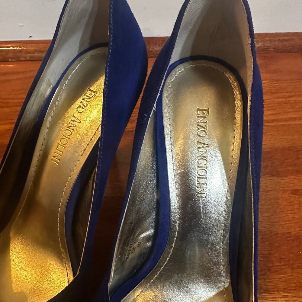 Enzo Angiolini Blue Suede Bow Pumps sz 8 - Picture 7 of 9